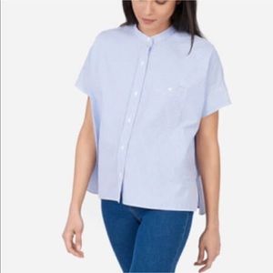 Everlane Blue Stripe Poplin Popover Shirt Blouse